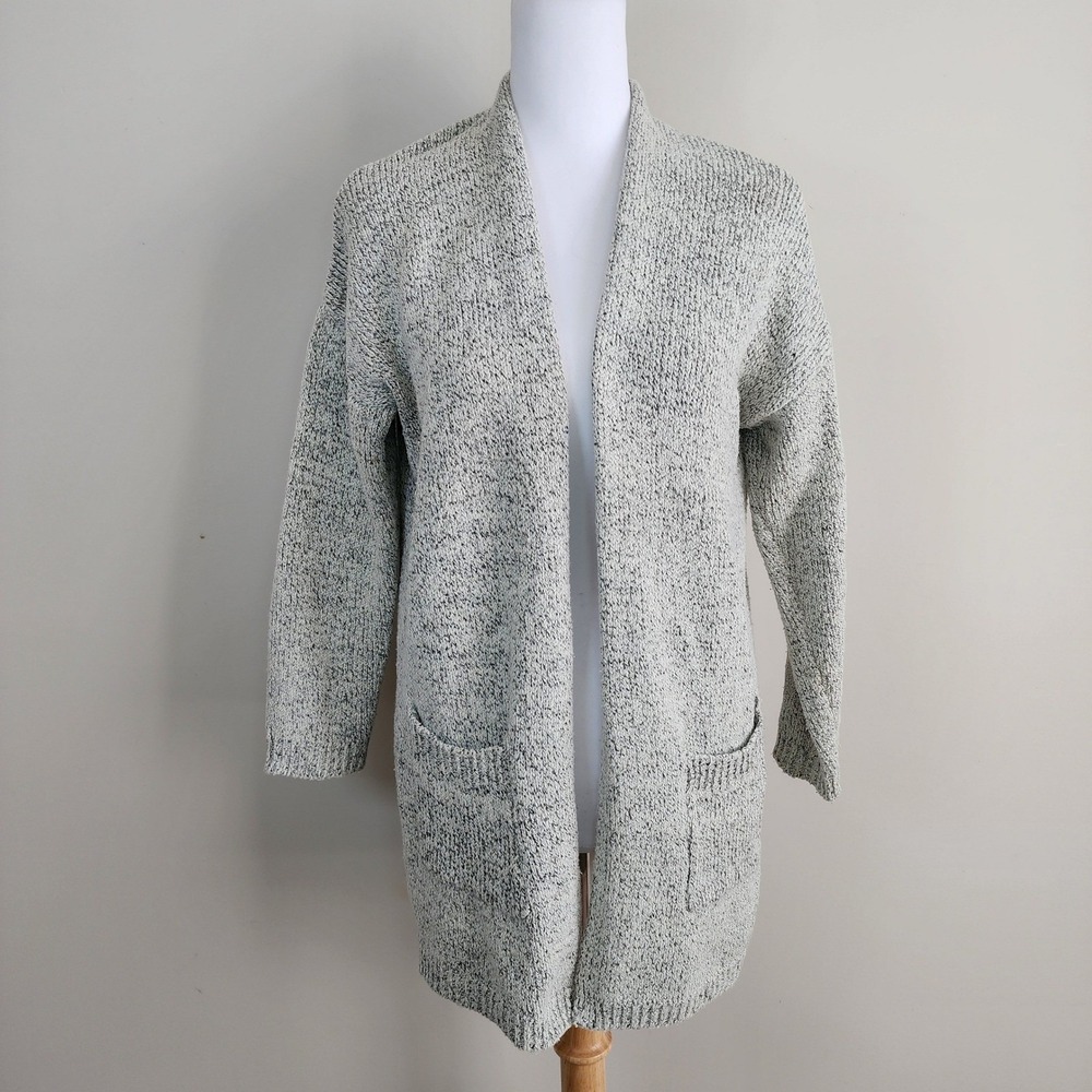 Du North Designs Cardigan Womens XXL Gray Marl Open Front Knit Pockets Longline